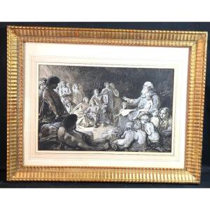 Tableau gouache Fortunino MATANIA (1881-1963) Caratacus et les Bretons 1920