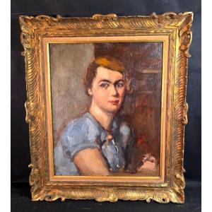 Tableau Portrait de dame par Paul Hannaux (1897-1954) époque Art Déco 1920/1930