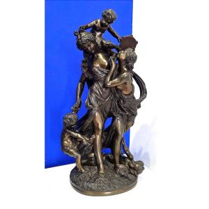 Sculpture: Group In Patinated Bronze After Clodion’s *bacchanal With Bacchantes And Putti*, 19th Century
