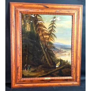 Tableau Tempéra Paysage animé Flamand signé Paul BRIL (1554–1626) fin XVIème Rar