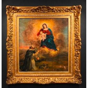 17th-century Italian School The Virgin And Child Presenting The Rosary To Saint Dominic