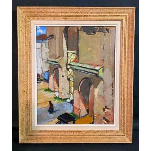 Oil Painting Of A Village In The Midi, French School, Early 20th Century