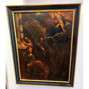 Tableau huile École Italienne du XVIIIe siècle La Vision de Saint Jérôme