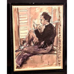 Paul Hannaux (1899–1954) – Young Woman Getting Ready (or Daydreaming By The Window) 