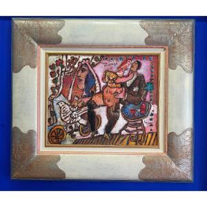 Tableau huile signé Théo TOBIASSE (1927-2012) Amour et nostalgie
