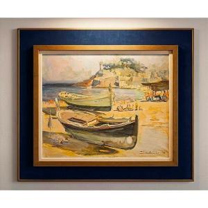 Pierre Boudet (1915–2011) – Boats On The Beach At Tossa De Mar, Mediterranean Coast