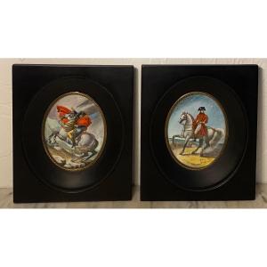 Paire De Miniatures Napoléon Bonaparte.