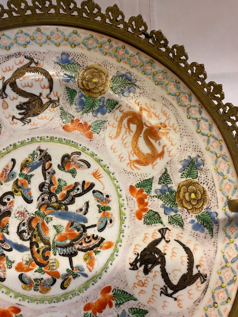 Coupe En Porcelaine De Canton Et Bronze XIX ème  -photo-2