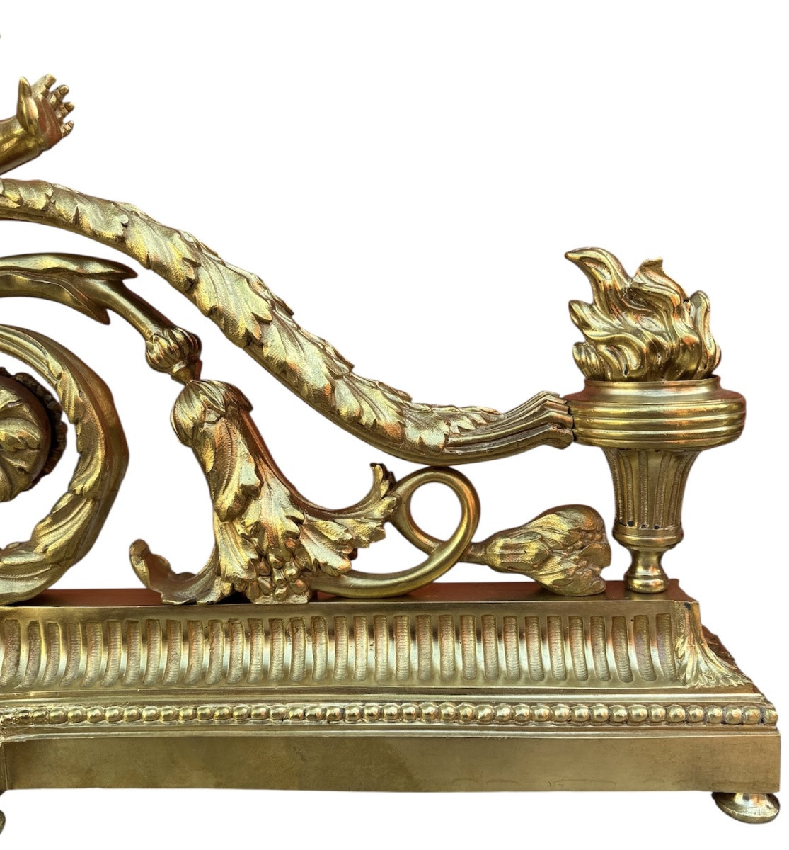 Pair Of Andirons With Arabesques In Gilt Bronze-photo-2