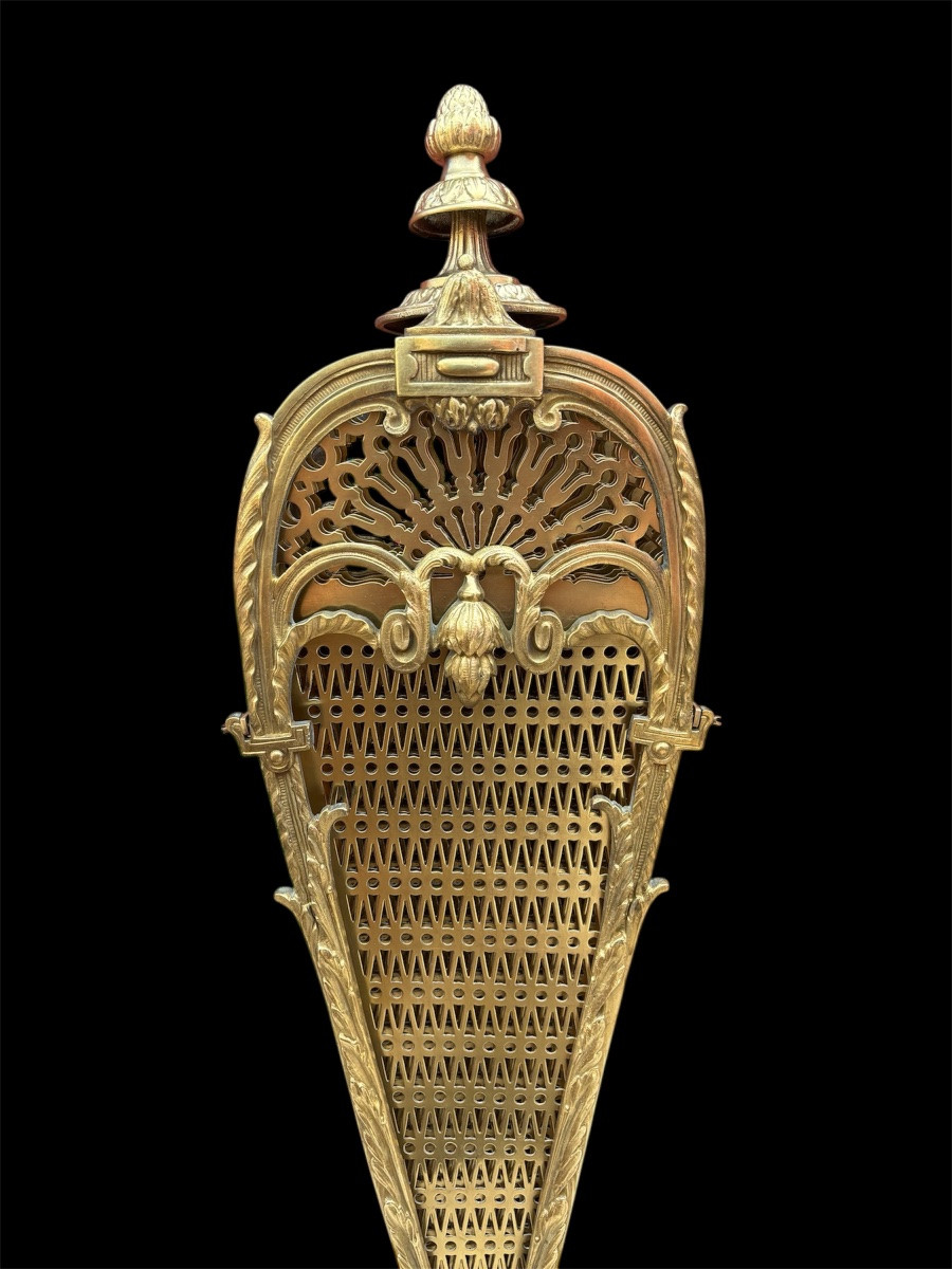 Ecran De Cheminée En Bronze Doré Et Laiton  Epoque Napoléon III-photo-5
