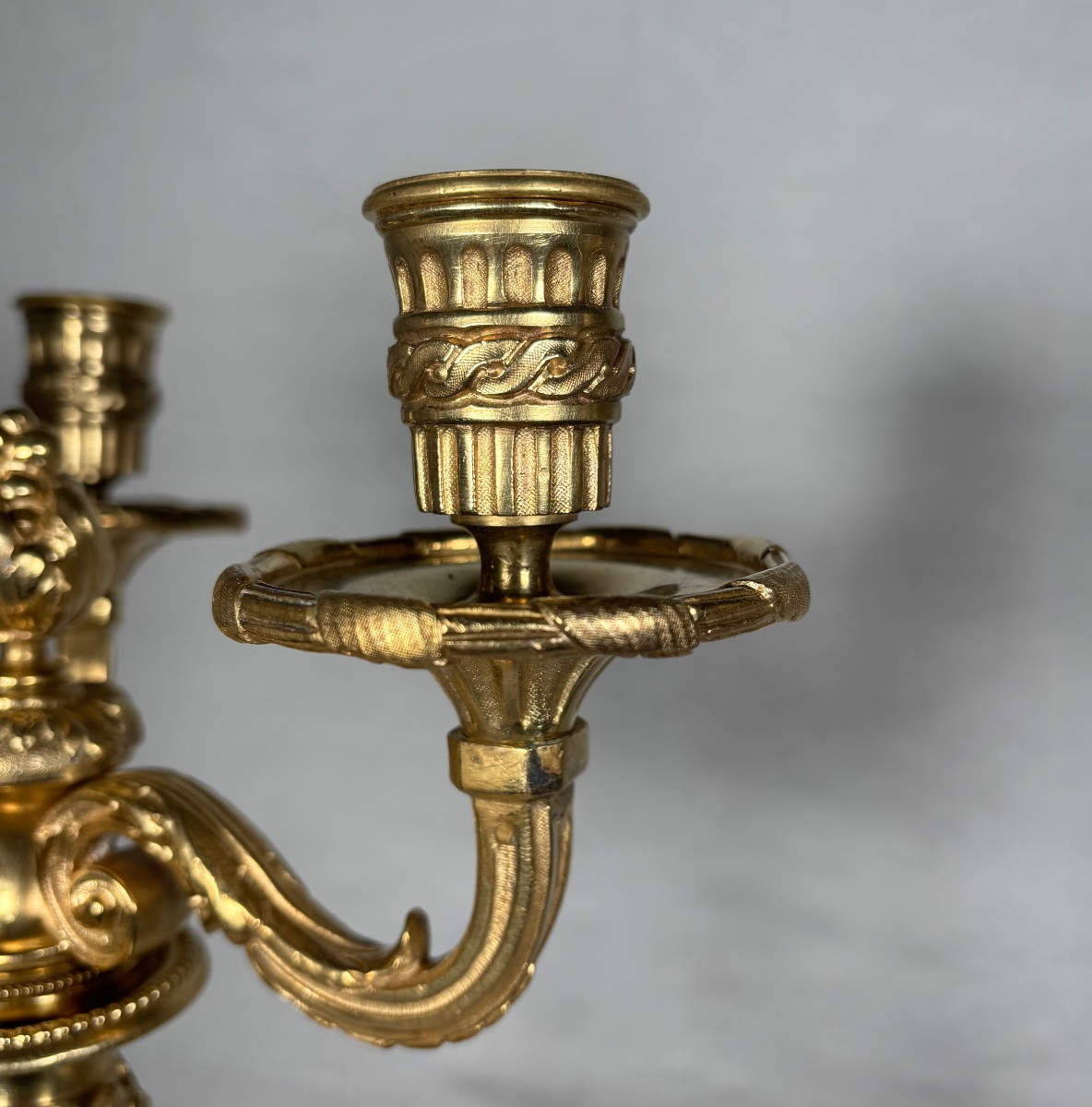 Paire De Candélabres En Bronze Doré De Style Louis XVI -photo-4