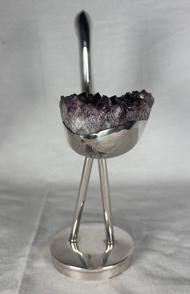 Sculpture en métal argenté signée Gerson -photo-3