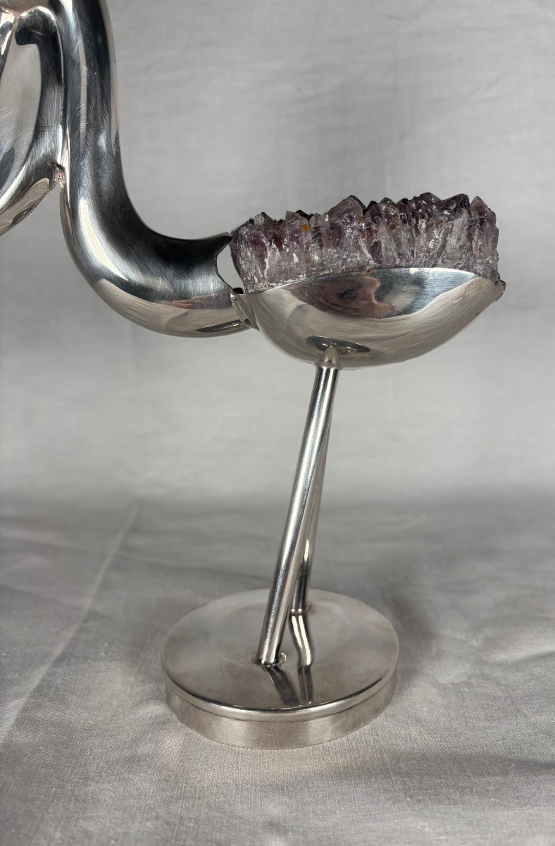 Sculpture en métal argenté signée Gerson -photo-2