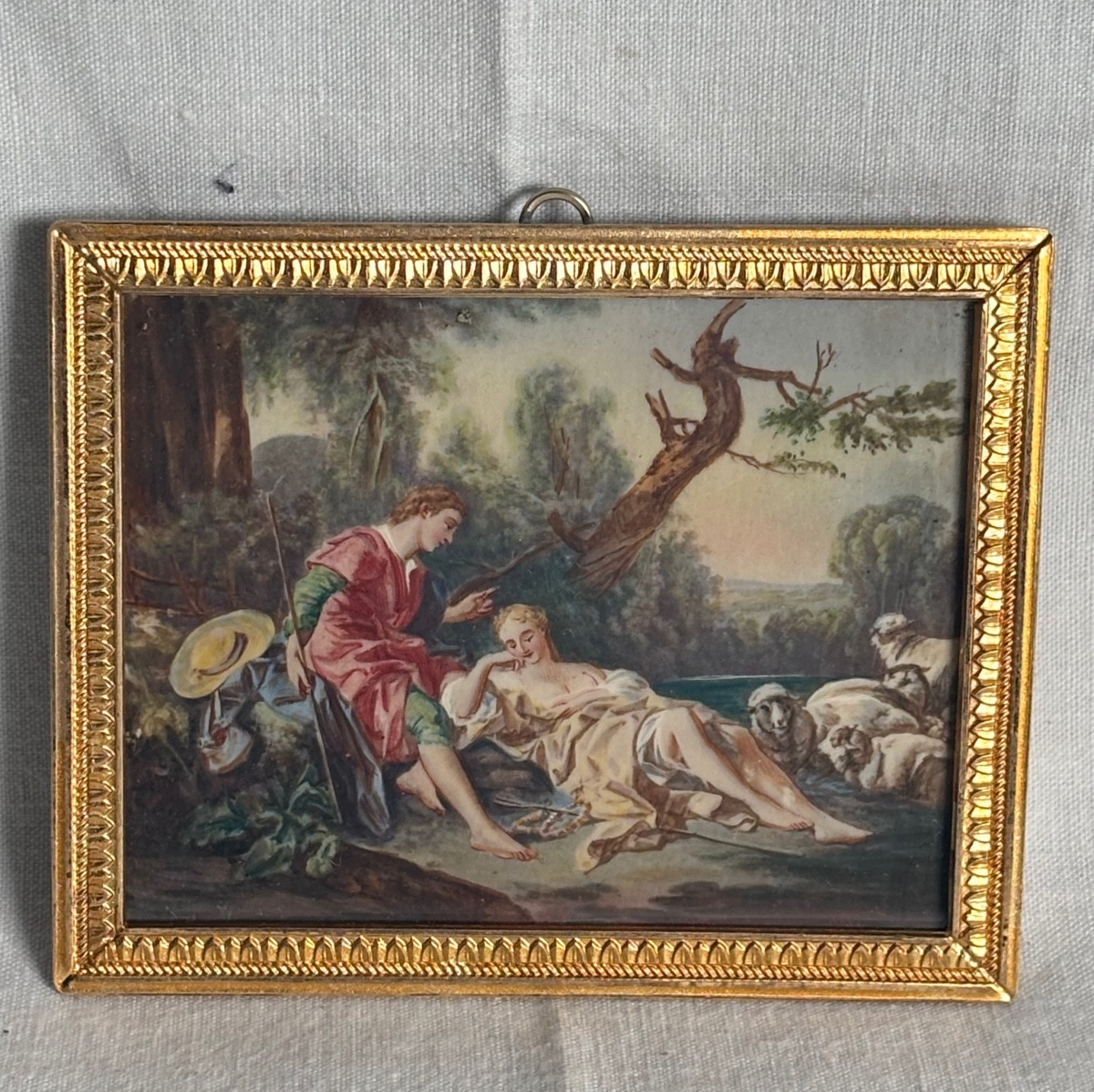 Paire de miniatures peinte sur ivoire d’après François Boucher  fin XIXe siècle-photo-4