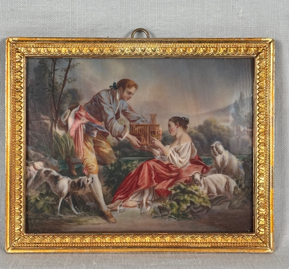 Paire de miniatures peinte sur ivoire d’après François Boucher  fin XIXe siècle