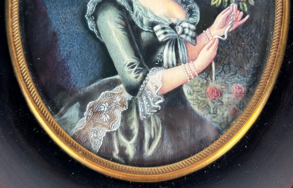 Miniature Painted On Ivory After Vigée Le Brun-photo-1