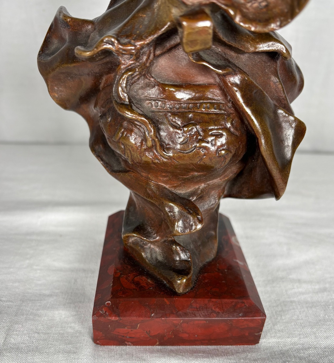 Buste en Bronze Signé Georges Van Der Straeten Fondeur Société des Bronzes de Paris -photo-3