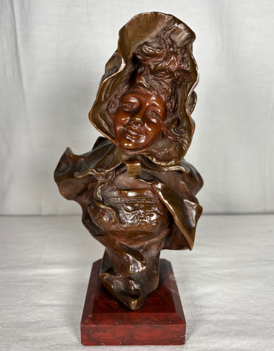 Buste en Bronze Signé Georges Van Der Straeten Fondeur Société des Bronzes de Paris -photo-4