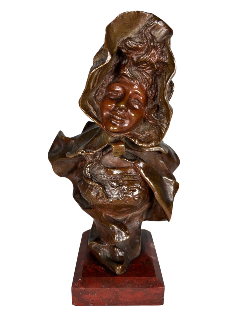 Buste en Bronze Signé Georges Van Der Straeten Fondeur Société des Bronzes de Paris 