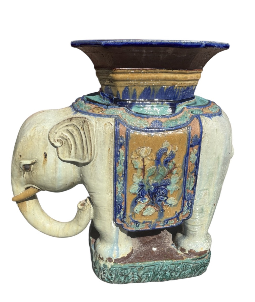 Paire de Tabouret en céramique émaillée Four de Bien Hoa Vietnam début XXᵉ siècle-photo-3