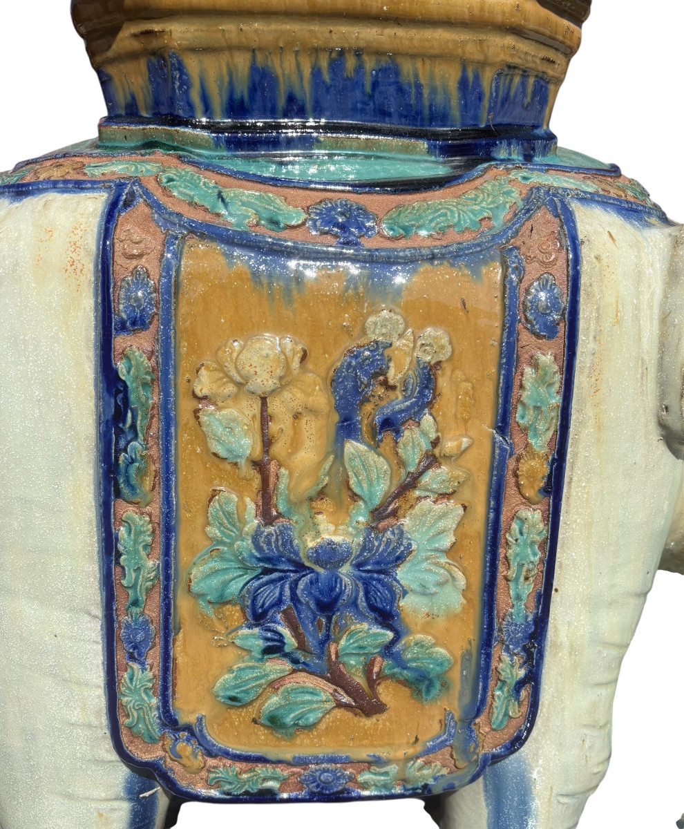 Paire de Tabouret en céramique émaillée Four de Bien Hoa Vietnam début XXᵉ siècle-photo-4