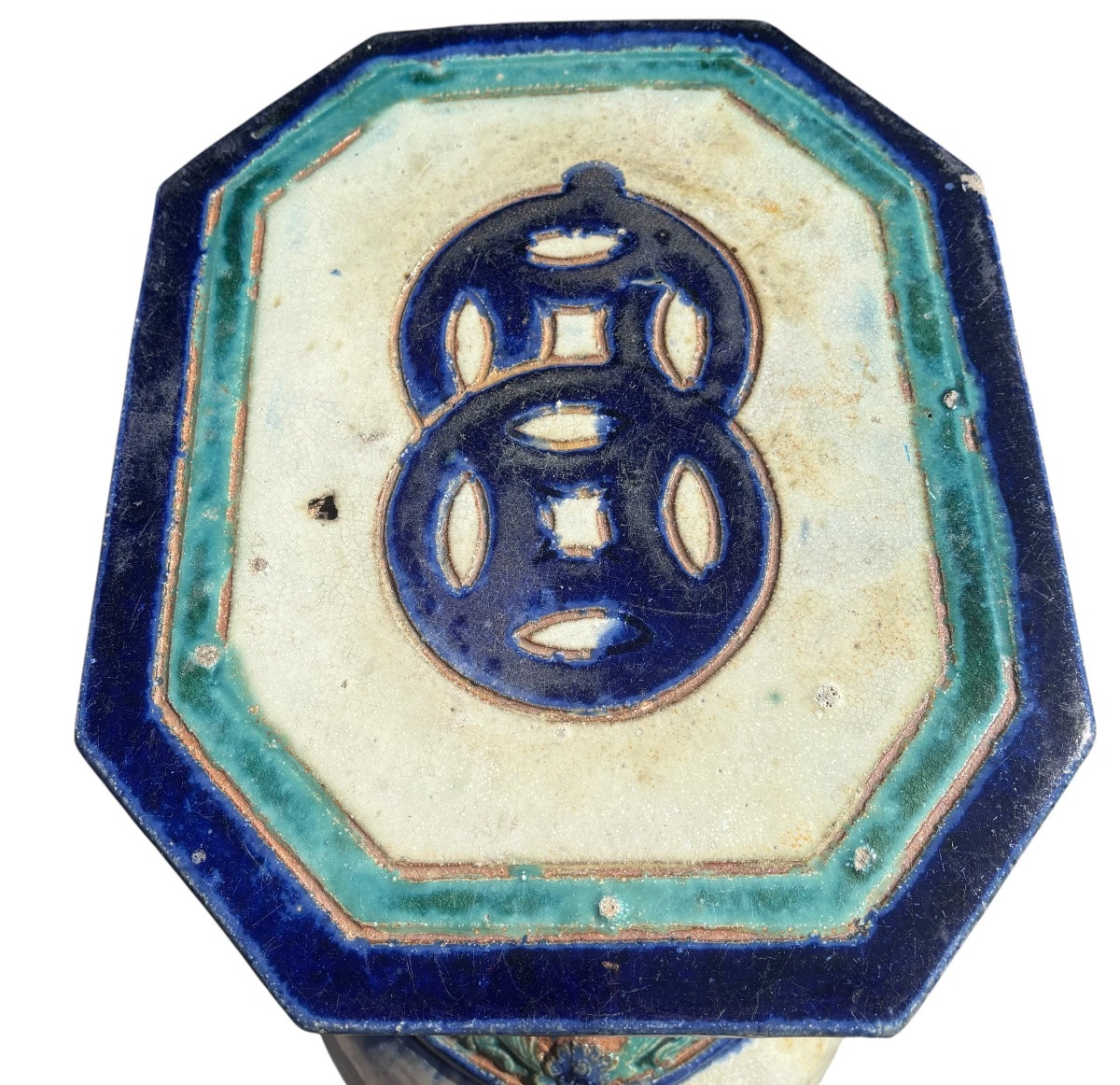 Paire de Tabouret en céramique émaillée Four de Bien Hoa Vietnam début XXᵉ siècle-photo-5