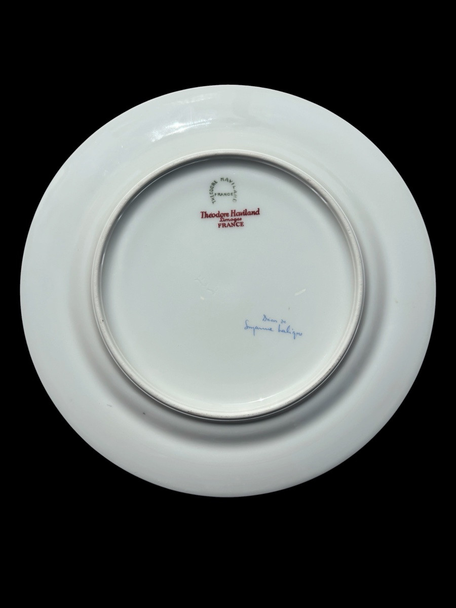 Suite de 7 assiettes  Haviland  Suzanne Lalique.-photo-3