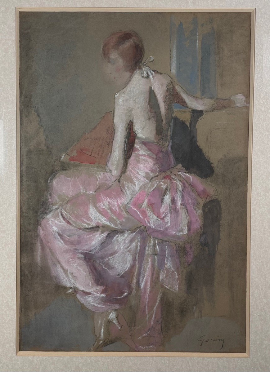 Pastel And Gouache Young Woman Signed Jacques Fernand Gonin ( 1883-1935 )-photo-3