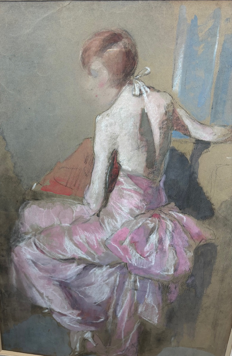 Pastel And Gouache Young Woman Signed Jacques Fernand Gonin ( 1883-1935 )-photo-4