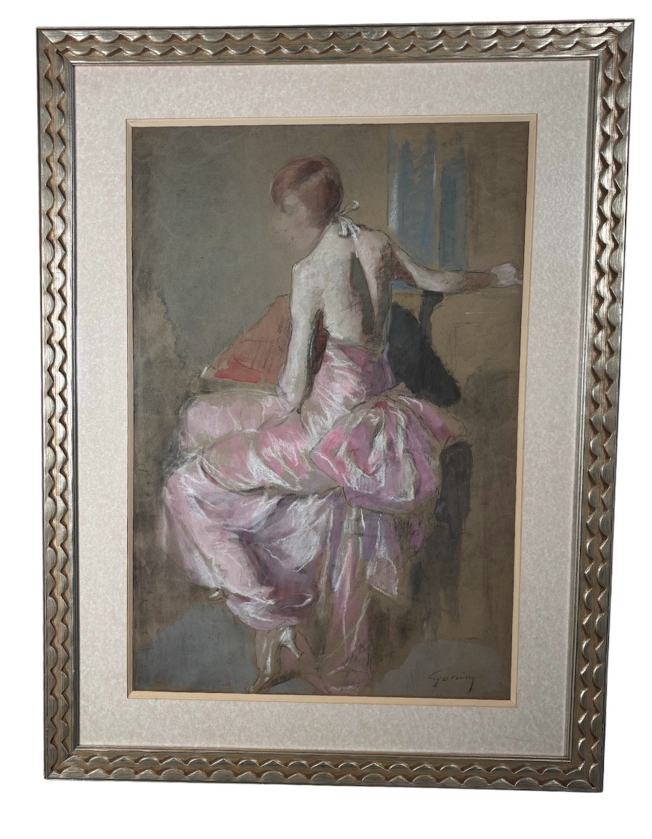 Pastel And Gouache Young Woman Signed Jacques Fernand Gonin ( 1883-1935 )-photo-2
