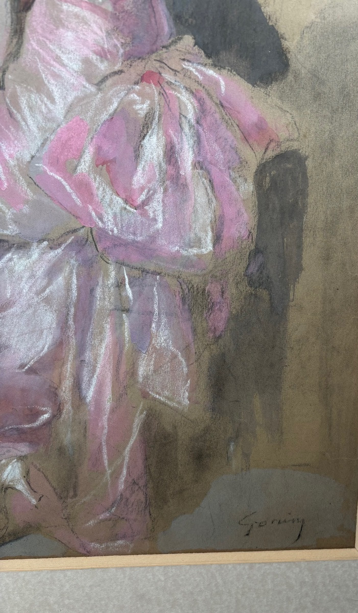 Pastel And Gouache Young Woman Signed Jacques Fernand Gonin ( 1883-1935 )-photo-1