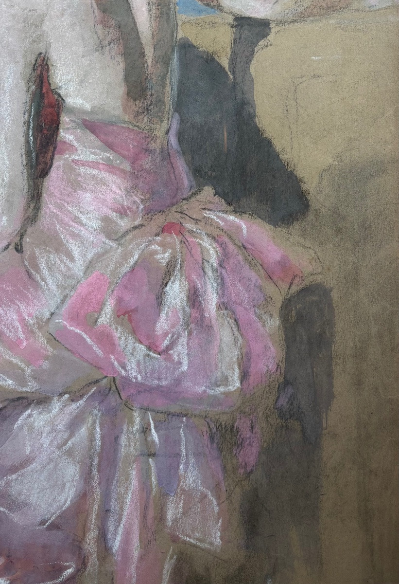 Pastel And Gouache Young Woman Signed Jacques Fernand Gonin ( 1883-1935 )-photo-3