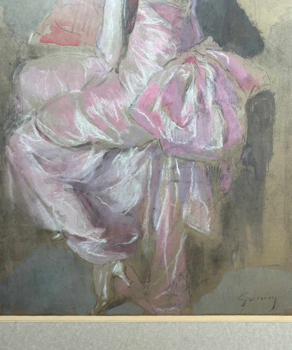 Pastel And Gouache Young Woman Signed Jacques Fernand Gonin ( 1883-1935 )-photo-4