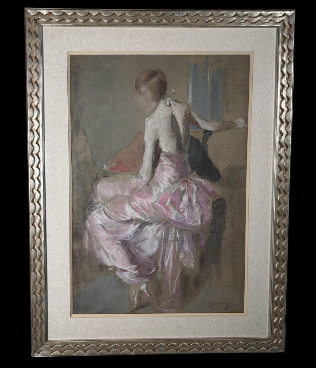 Pastel And Gouache Young Woman Signed Jacques Fernand Gonin ( 1883-1935 )