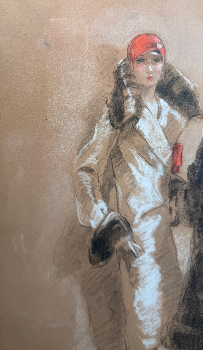 Bold Pencil And Pastel With Elegant Women By Jacques Fernand Gonin-photo-4