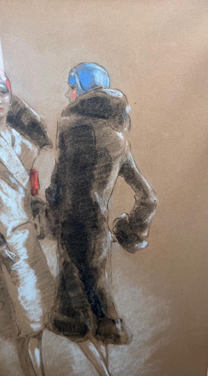 Bold Pencil And Pastel With Elegant Women By Jacques Fernand Gonin-photo-1