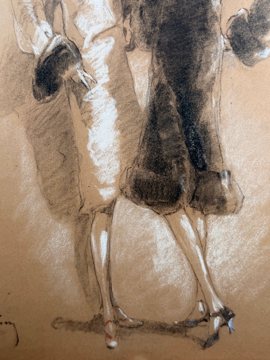 Bold Pencil And Pastel With Elegant Women By Jacques Fernand Gonin-photo-3