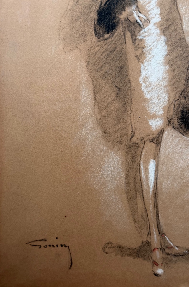 Bold Pencil And Pastel With Elegant Women By Jacques Fernand Gonin-photo-4