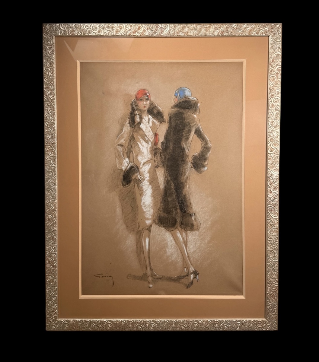 Bold Pencil And Pastel With Elegant Women By Jacques Fernand Gonin