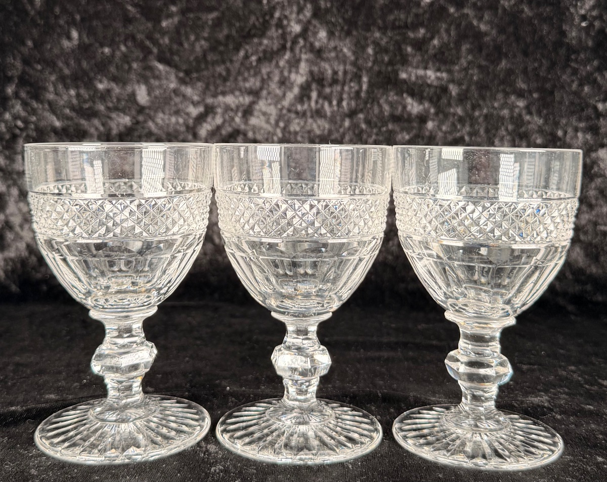 Set Of 6 Saint-louis Crystal Trianon Wine Glasses-photo-4