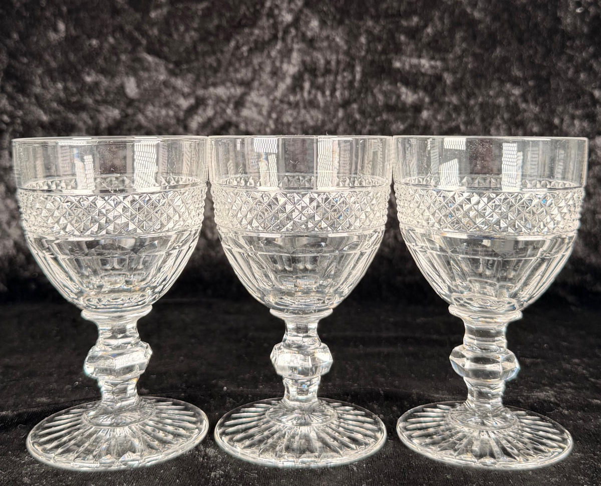 Set Of 6 Saint-louis Crystal Trianon Wine Glasses-photo-1