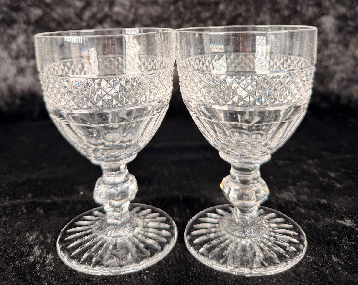 Set Of 6 Saint-louis Crystal Trianon Wine Glasses-photo-2