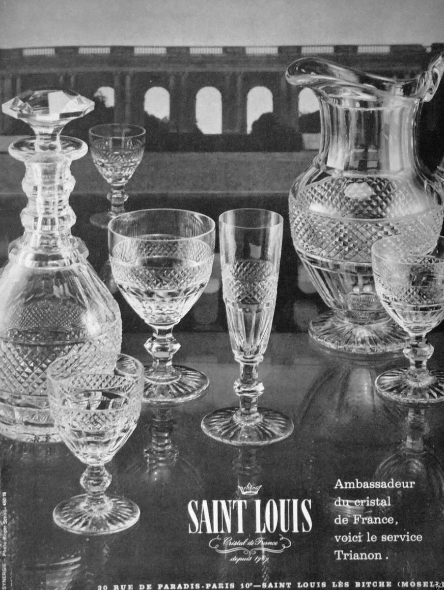Set Of 6 Saint-louis Crystal Trianon Wine Glasses-photo-5