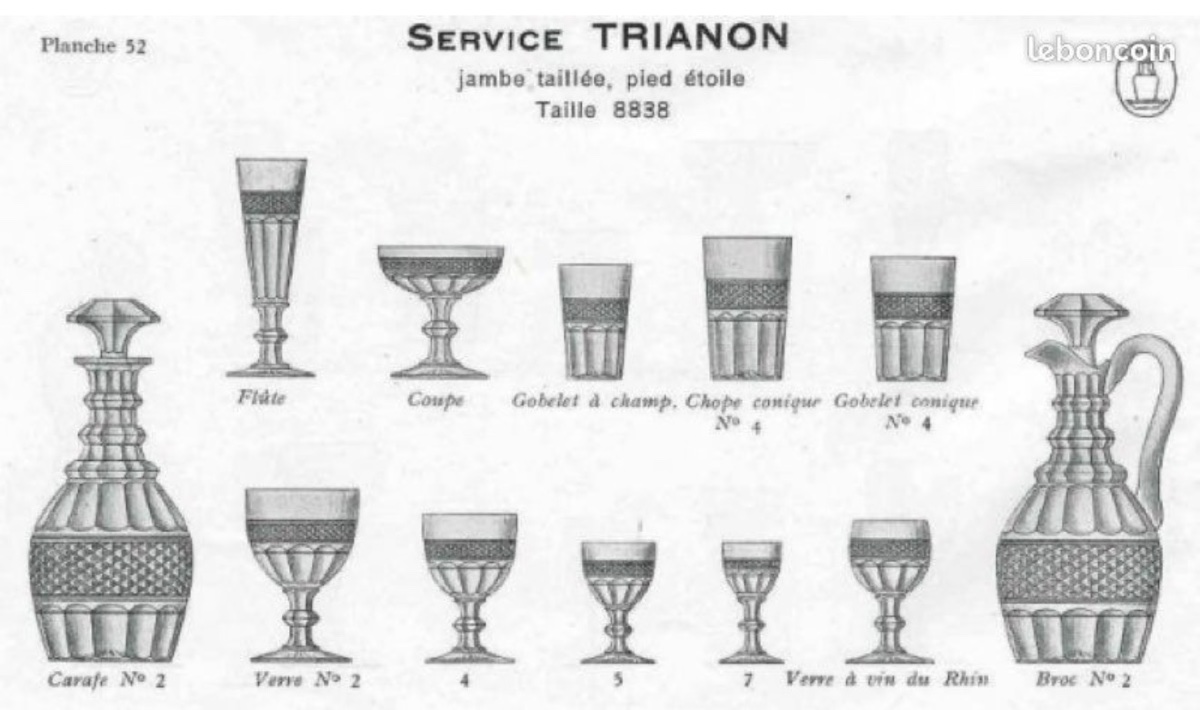 Set Of 6 Saint-louis Crystal Trianon Wine Glasses-photo-6