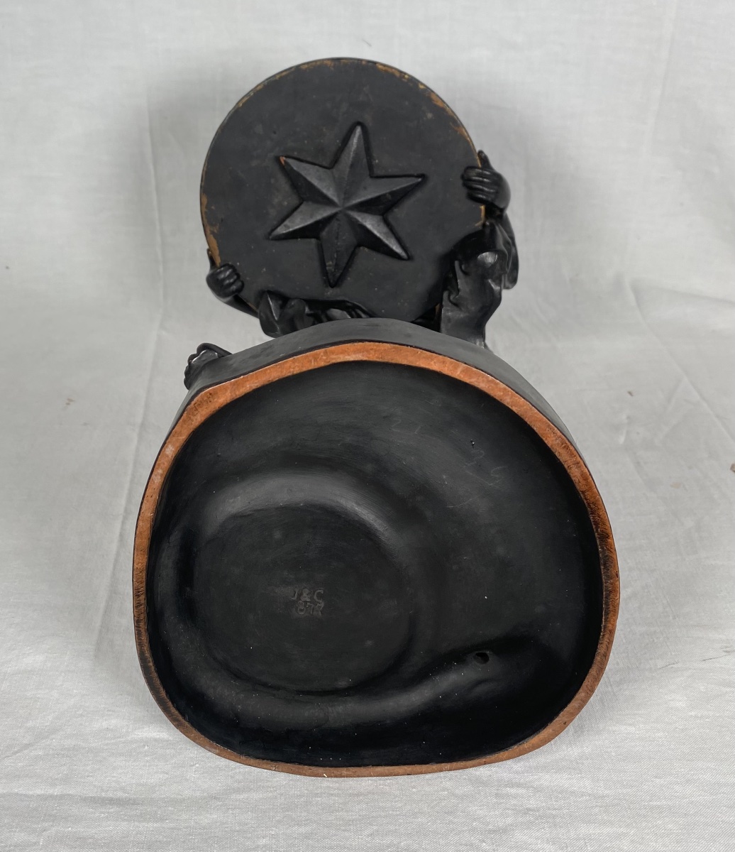 Polychrome Terracotta Sculpture Signed J.uffrecht & Co .-photo-2