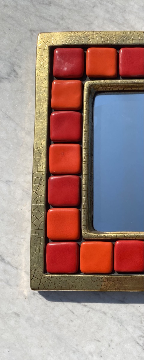 Ceramic Mirror By Mithé Espelt, Circa 1960-photo-3