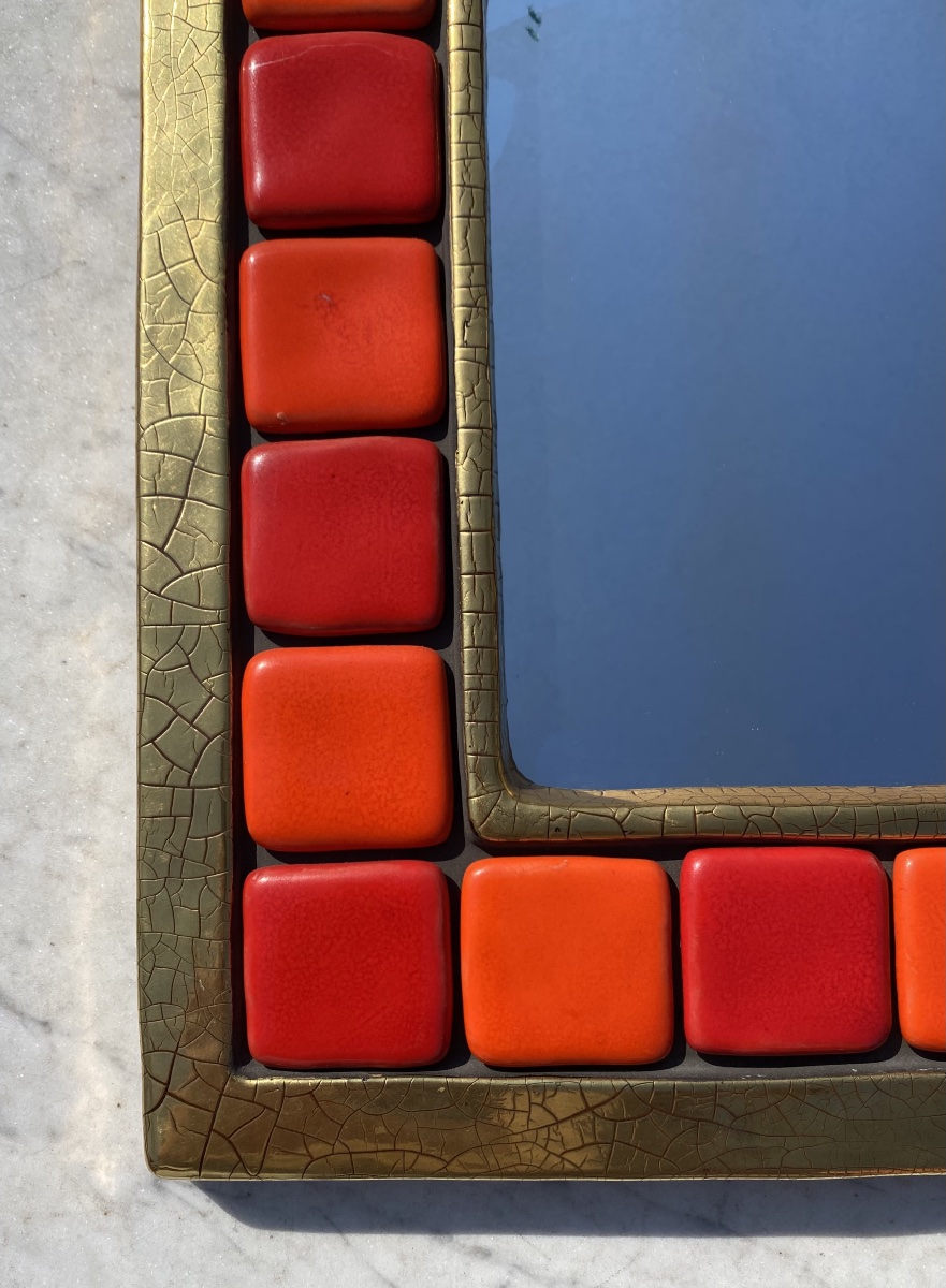 Ceramic Mirror By Mithé Espelt, Circa 1960-photo-1