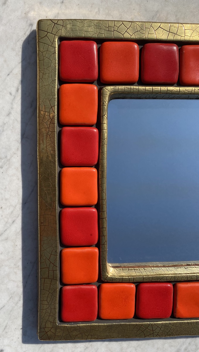 Ceramic Mirror By Mithé Espelt, Circa 1960-photo-2