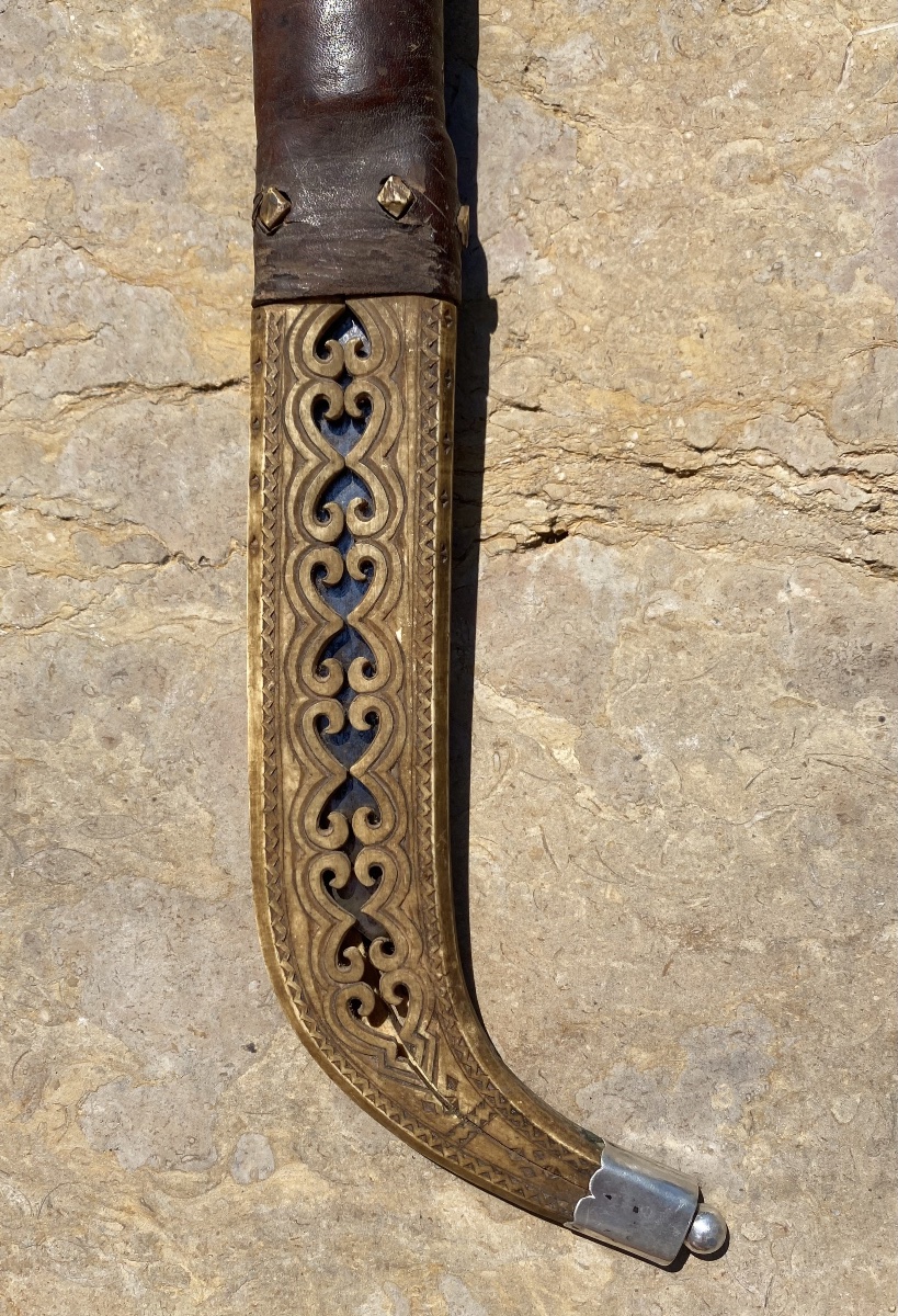Traditional Sami Knife From Lapland With A Leather And Reindeer Bone Sheath, Early 20th Century-photo-3