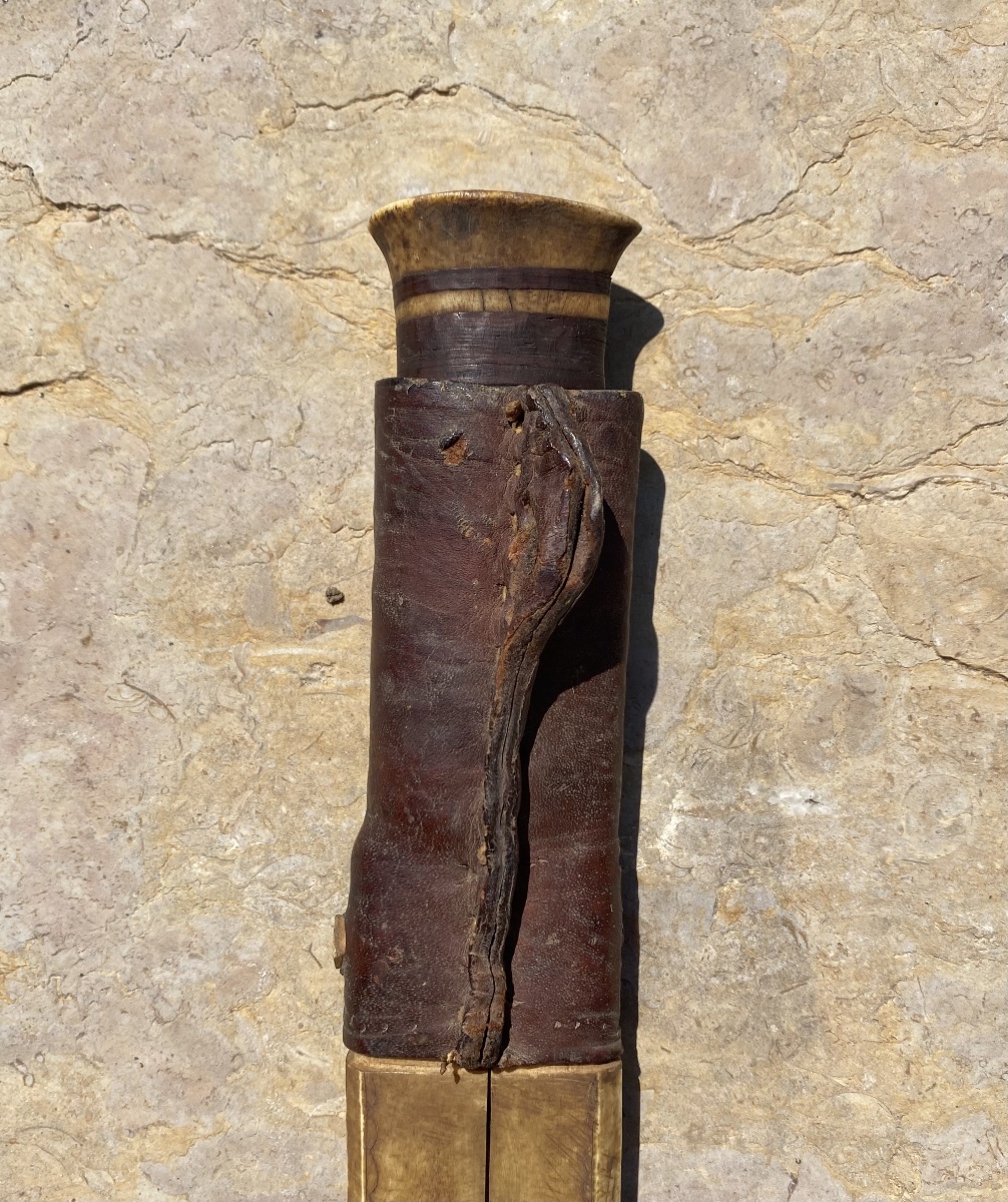 Traditional Sami Knife From Lapland With A Leather And Reindeer Bone Sheath, Early 20th Century-photo-2